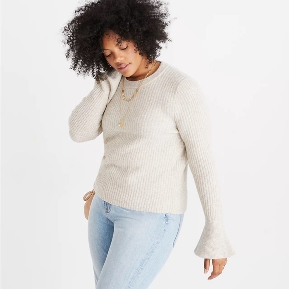 Madewell Ruffle-Cuff Pullover Sweater SZ M - Picture 1 of 8